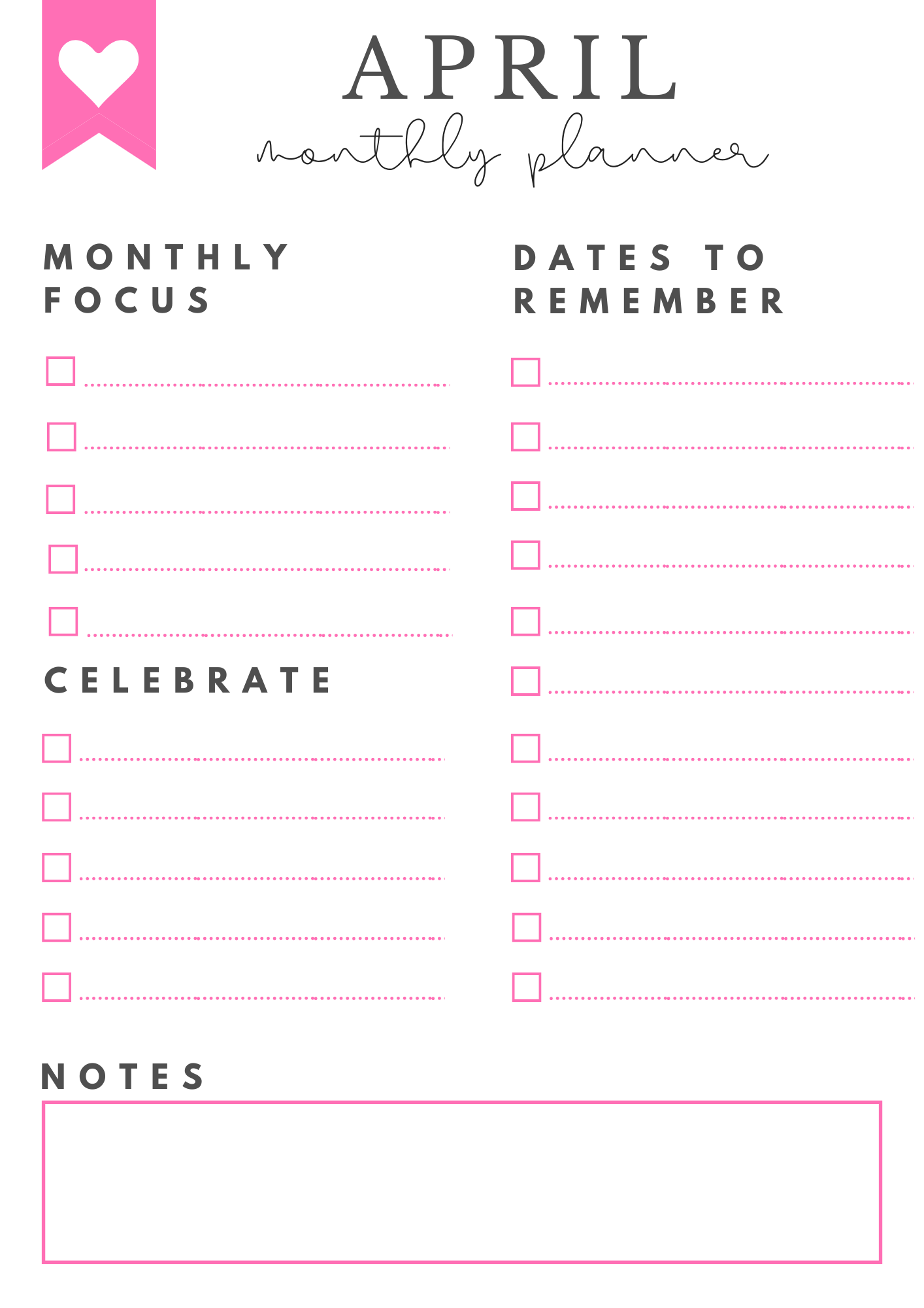 April Monthly Goals + Celebration