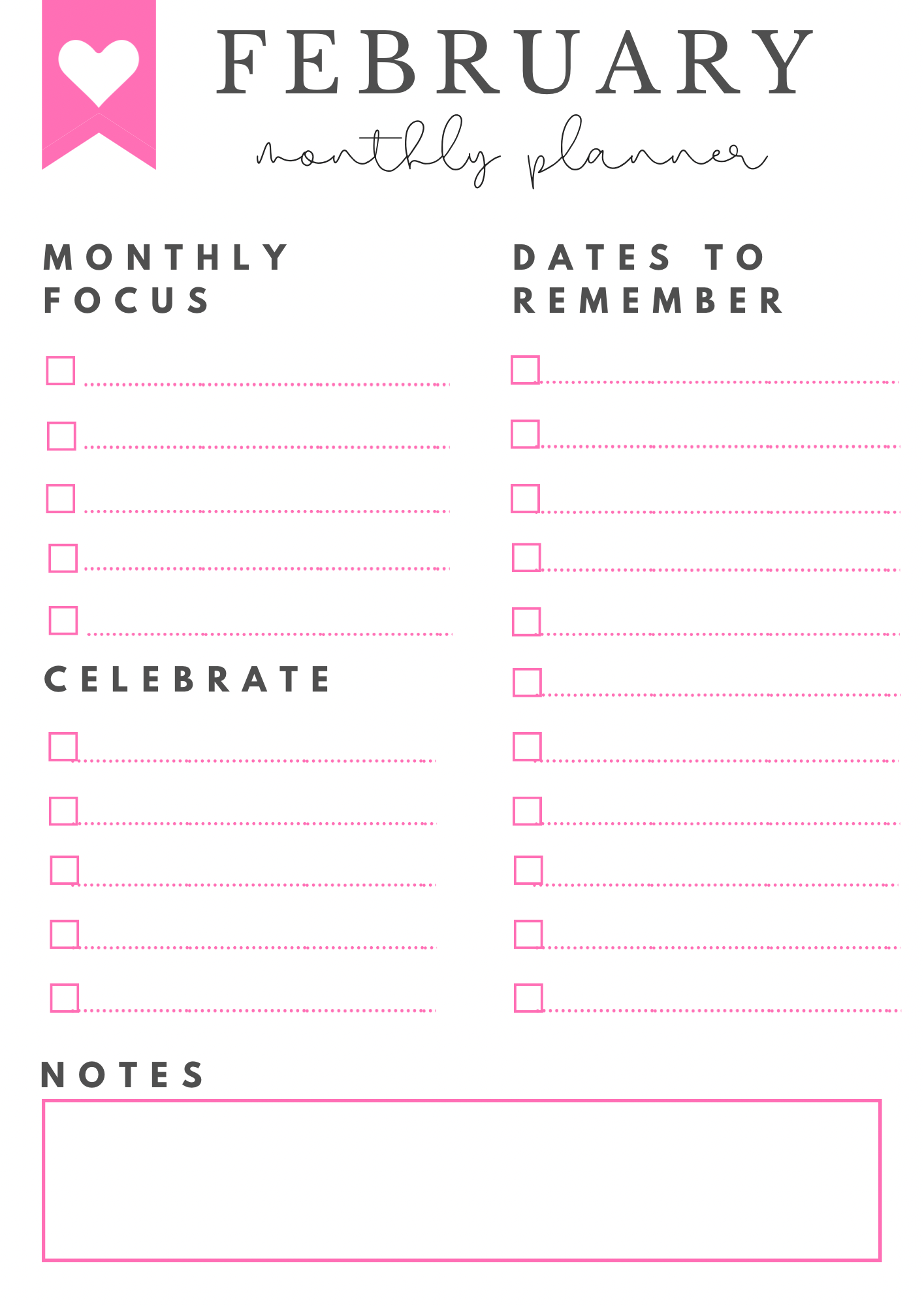 February Monthly Goals + Celebration