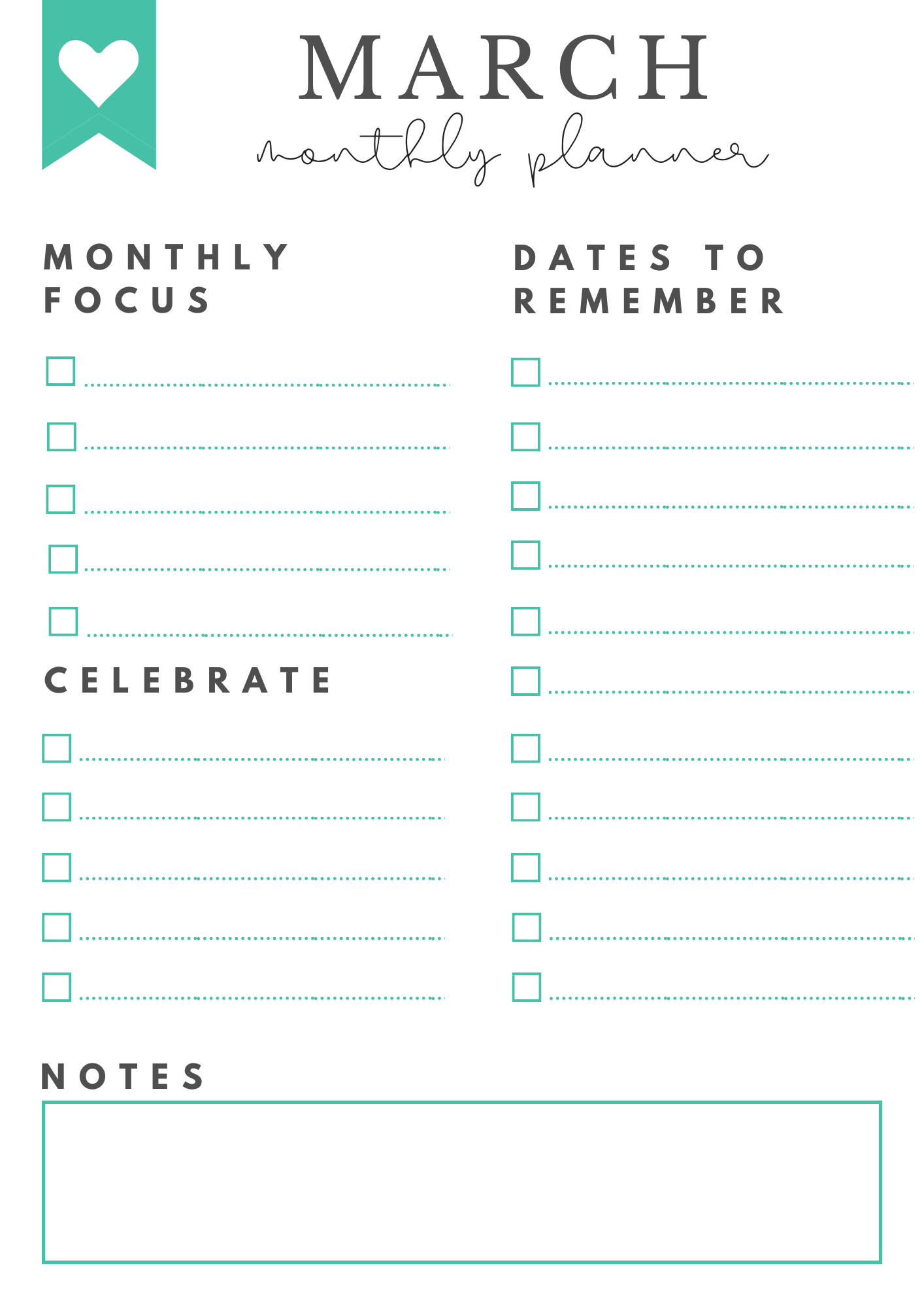 March Monthly Goals + Celebration